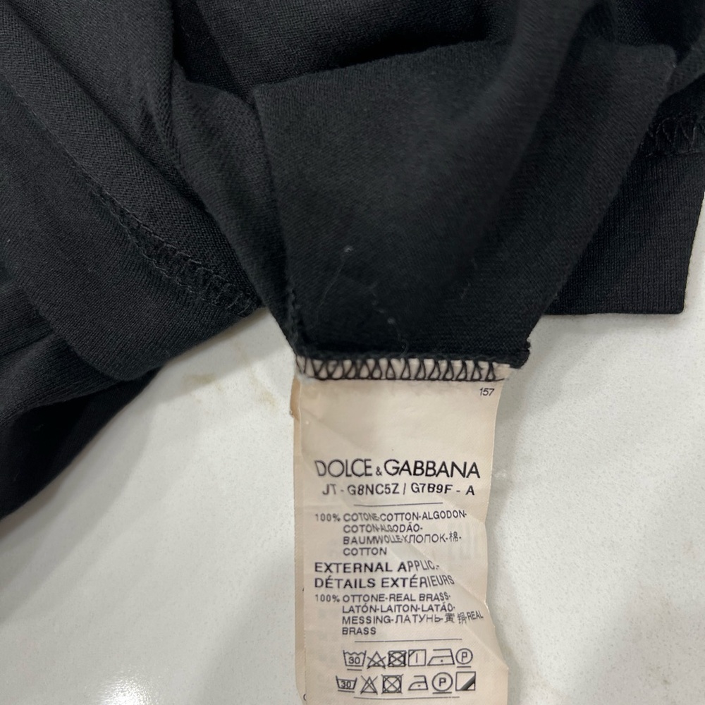 Dolce & Gabbana Black Long Sleeve Tee with Gold Logo - Picture 4 of 4